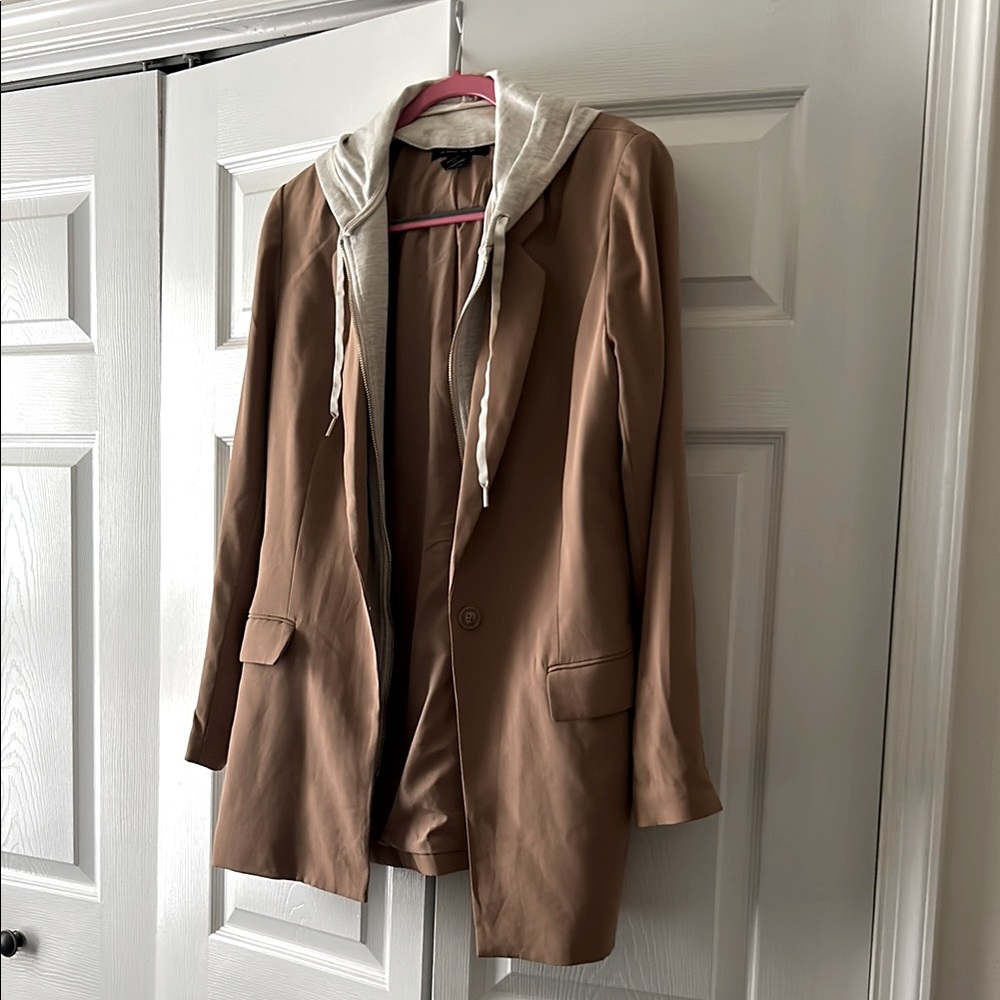 Rachel Zoe Tan Blazer with Cream Hooded Lining